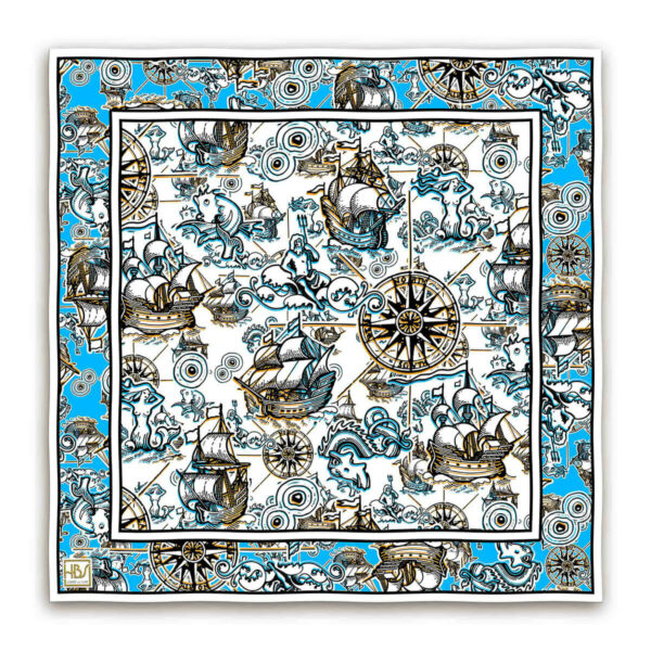 Foulard en soie Thalassa 01 vue 1